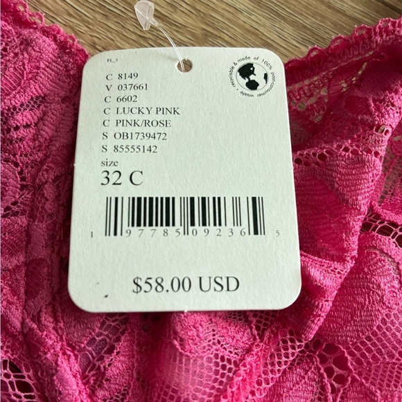 Intimately Free People Pink Lace Sorento Demi Longline Bra Sz 32C NWT Underwire - Picture 8 of 8